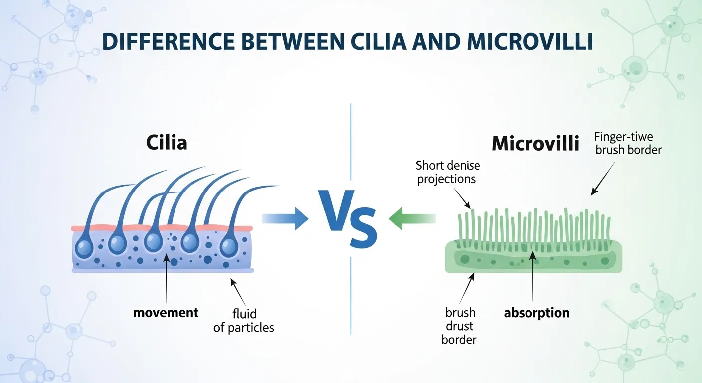 difference between cilia and microvilli