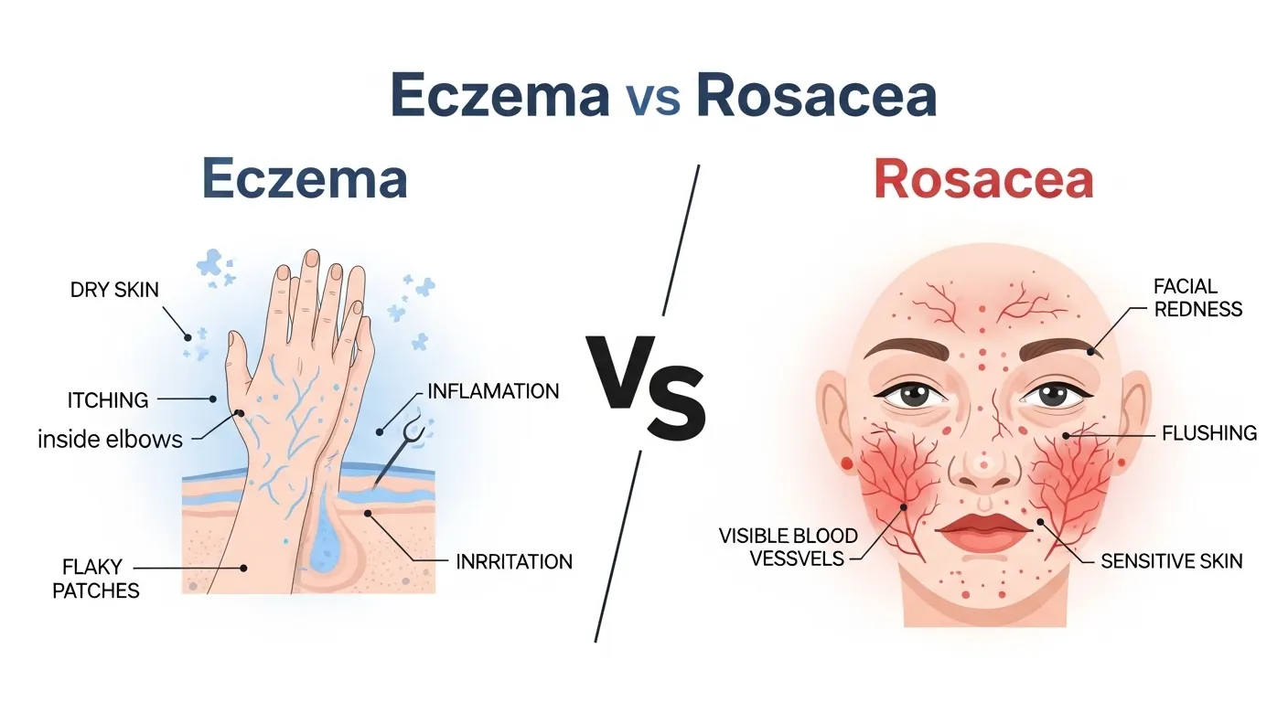 difference between eczema and rosacea