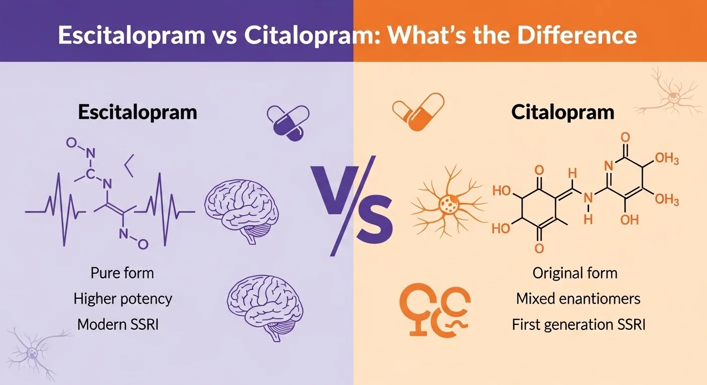 difference between escitalopram and citalopram