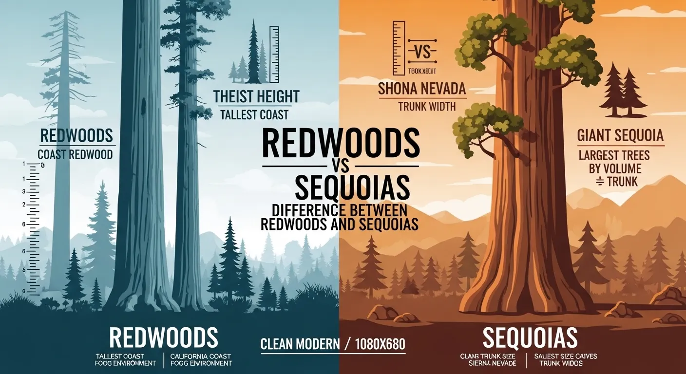 difference between redwoods and sequoias