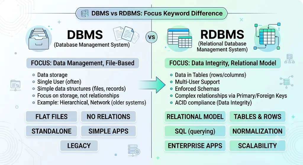 difference between dbms and rdbms