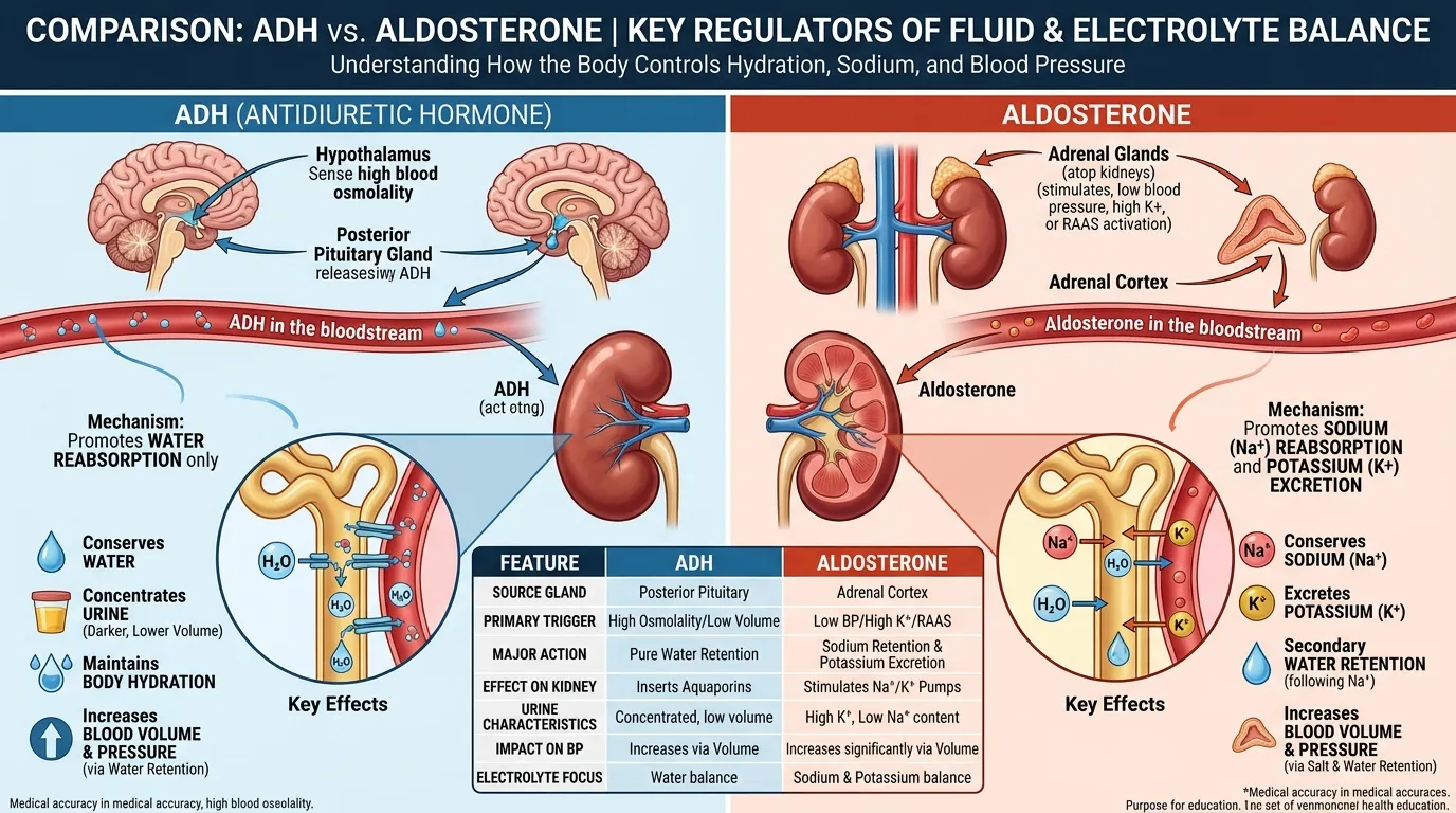 difference between adh and aldosterone