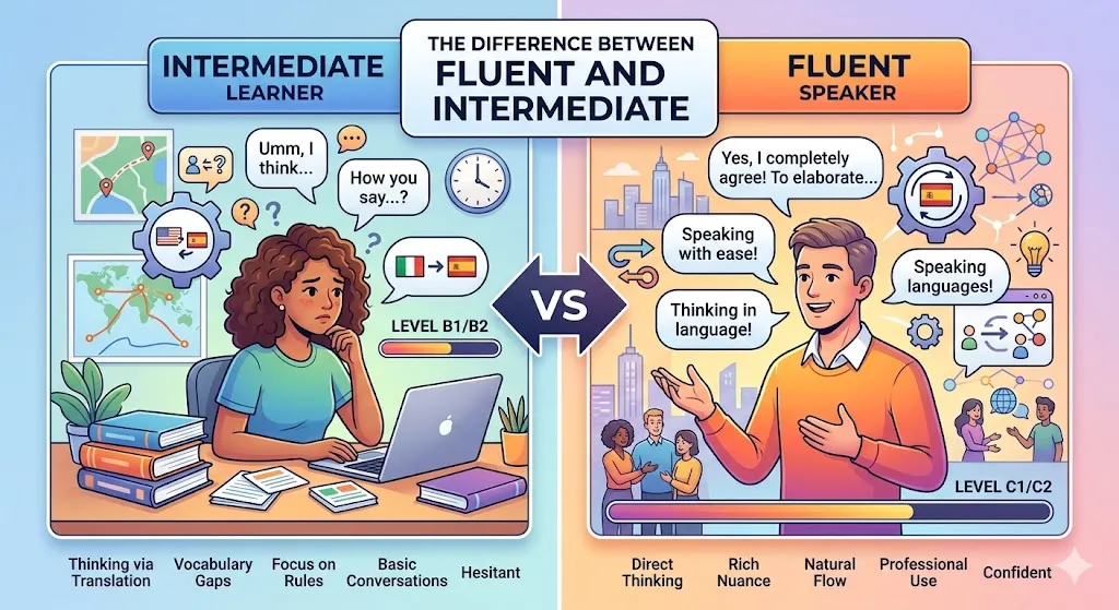 difference between fluent and intermediate
