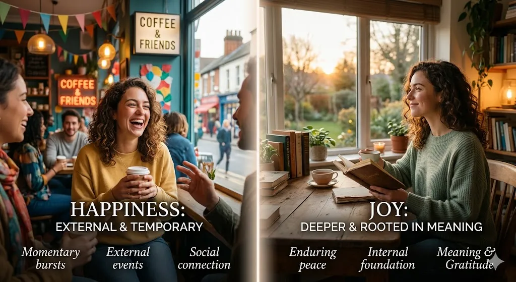 difference between happy and joy