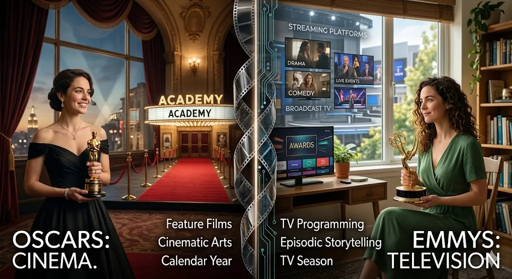 difference between oscars and emmys