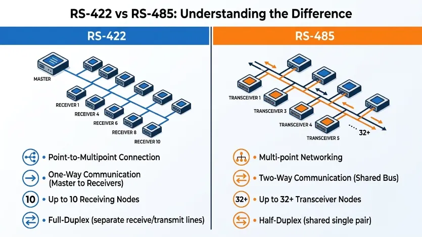 difference between rs422 and rs485