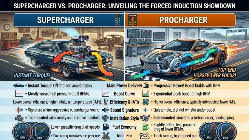 difference between supercharger and procharger
