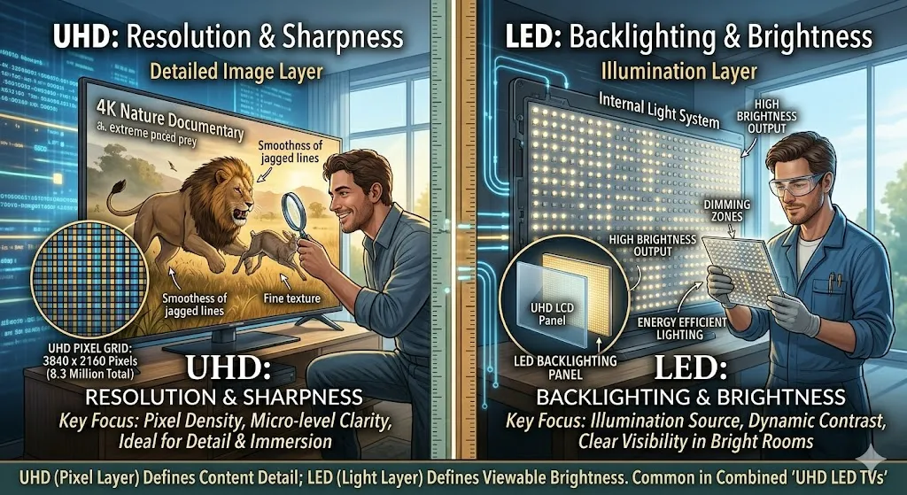 difference between uhd and led