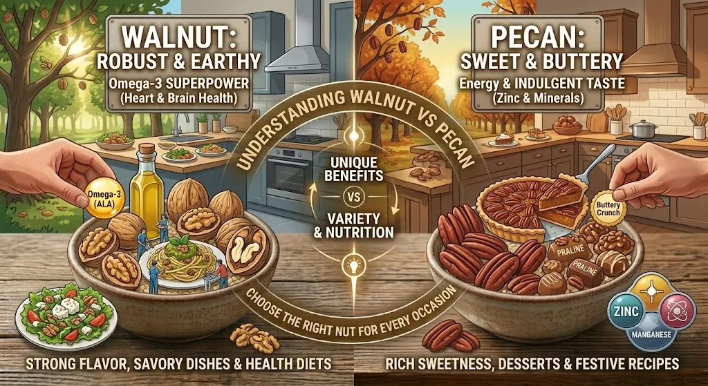 difference between walnut and pecan