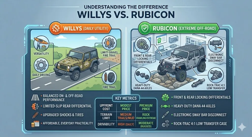 difference between willys and rubicon